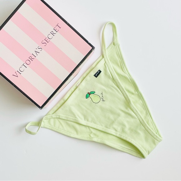 LARGE VS PINK lime green ribbed high leg bikini panty - Picture 1 of 4